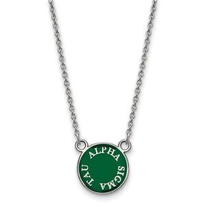 Sterling Silver Alpha Sigma Tau XS (Tiny) Enamel Necklace